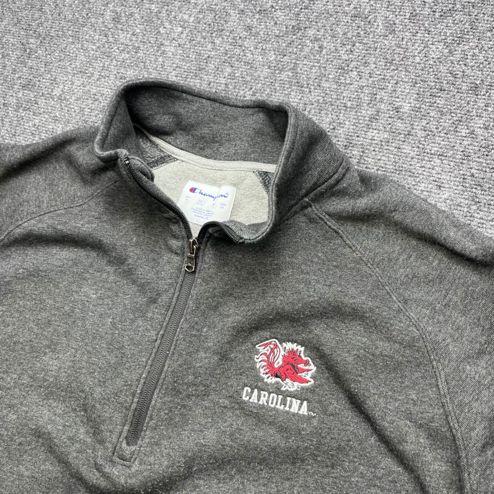 Champion South Carolina Gamecocks Quarter Zip Fleece Grey Pullover Sweatshirt